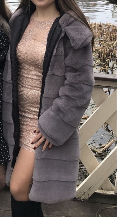 Шуба / еко шуба сіра