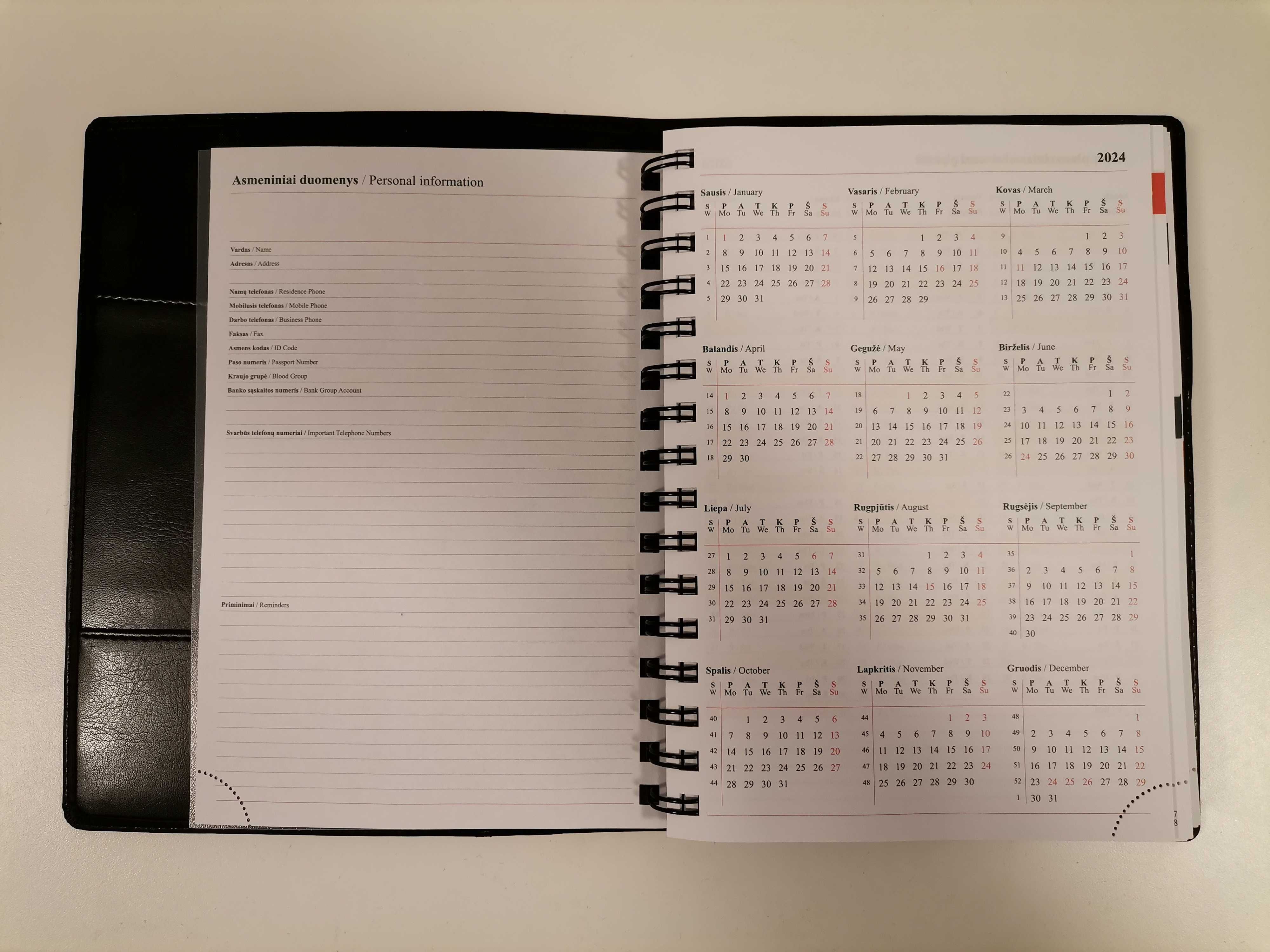 Кожаный блокнот органайзер с календарём 2024 г.  А5