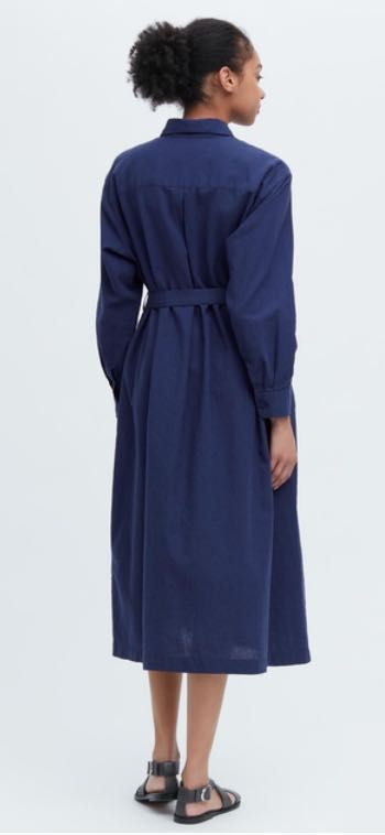 Платье-рубашка UNIQLO,лён/хлопок,М