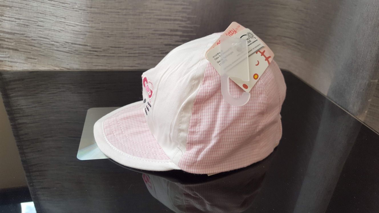 C&A czapeczka z daszkiem Hello Kitty różowa w kropeczki 62 z gumka 2-4
