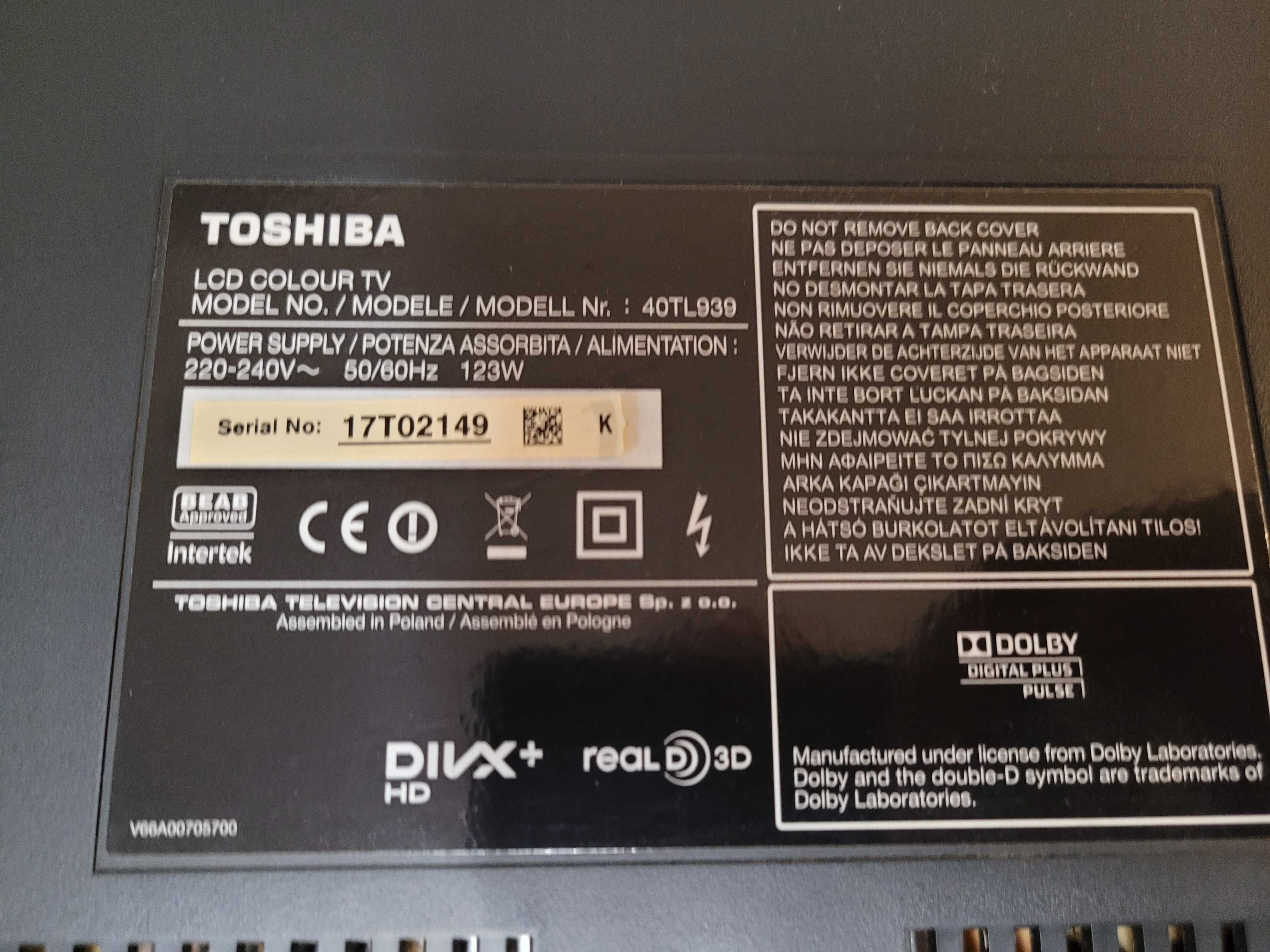 Części Telewizor Toshiba 40TL939