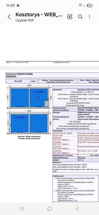 2 Okna przesuwne Hst