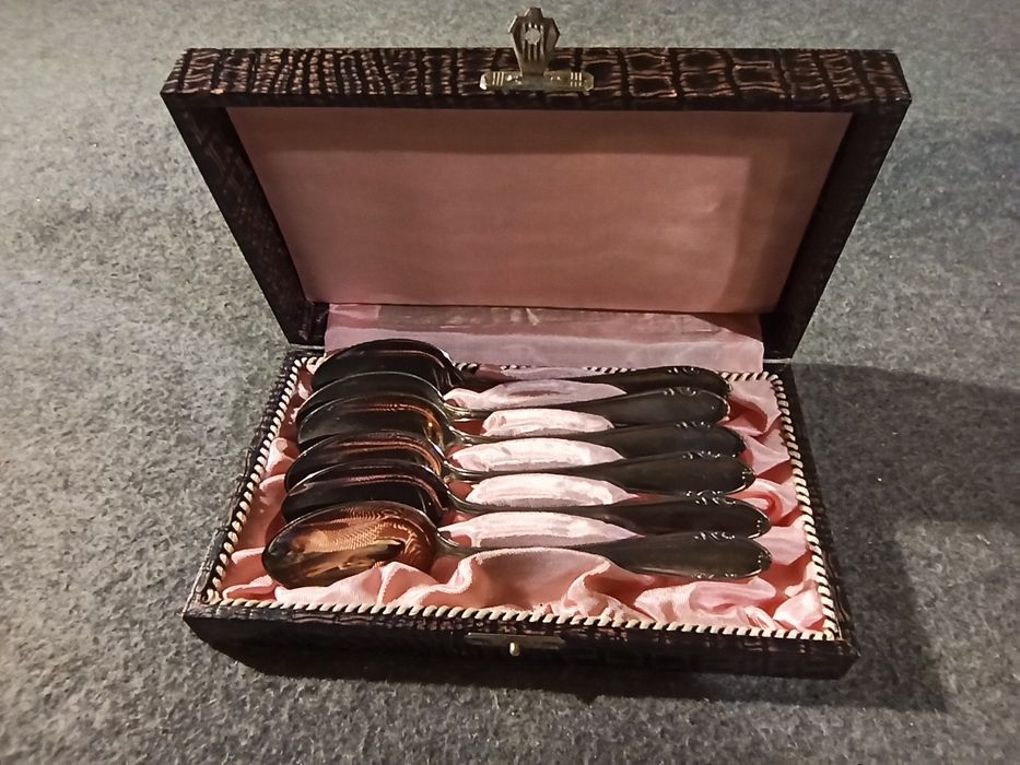 Sztućce, Łyżeczki Posrebrzane FIilefa 90 w Etui