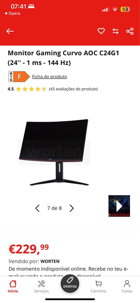 Monitor CURVO aoc