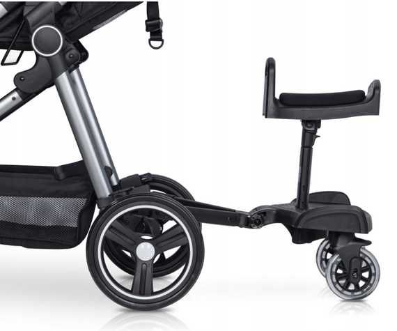 Dostawka do wózka dla drugiego dziecka- siedząca, kauczukowe koła