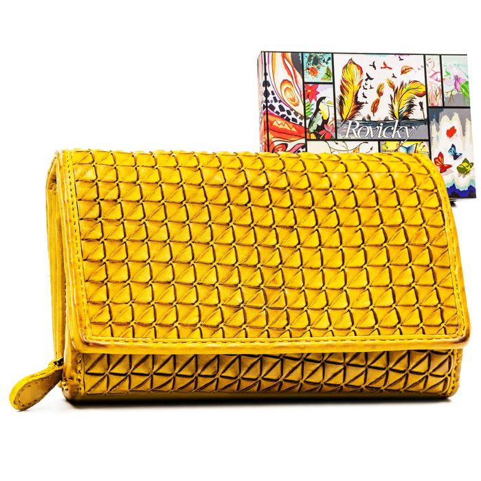 klasyczny portfel damski do torebki z geometrycznym wzorem - rovicky