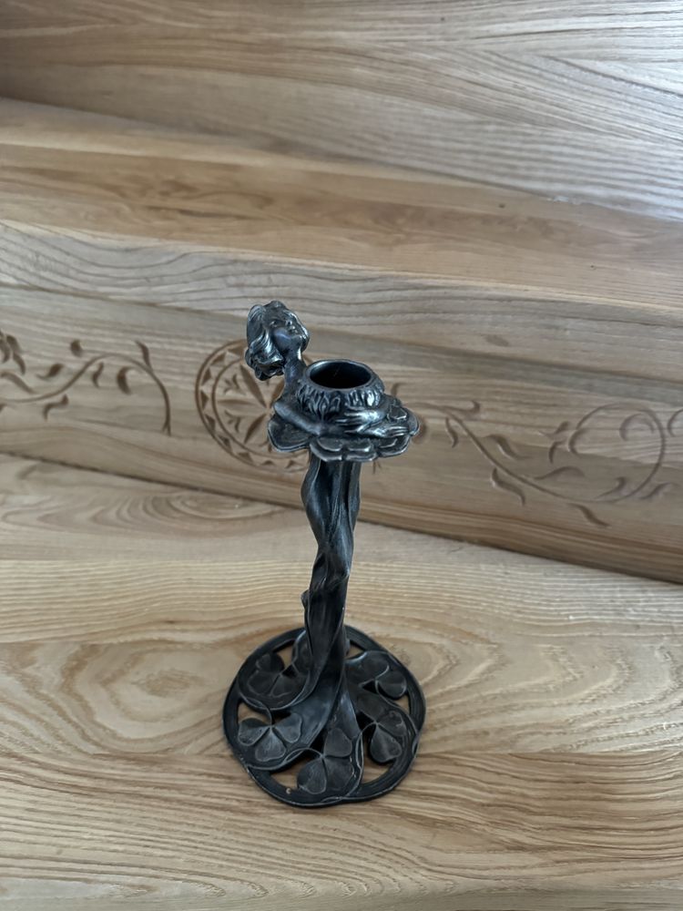 Świecznik secesyjny antyk metal Auguste Rudin