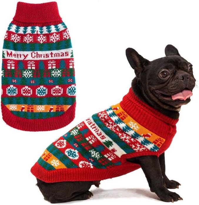 EXPAWLORER  Zimowy sweterek świąteczny dla psa rozmiar S czerwony