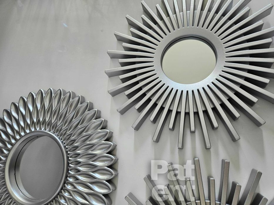 Lustra zestaw 3 luster w srebrnych ramkach do domu na ścianę dekoracja