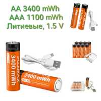 Pujimax Батарейки аккумуляторные  АА ААА,  литиевые, 1.5V,