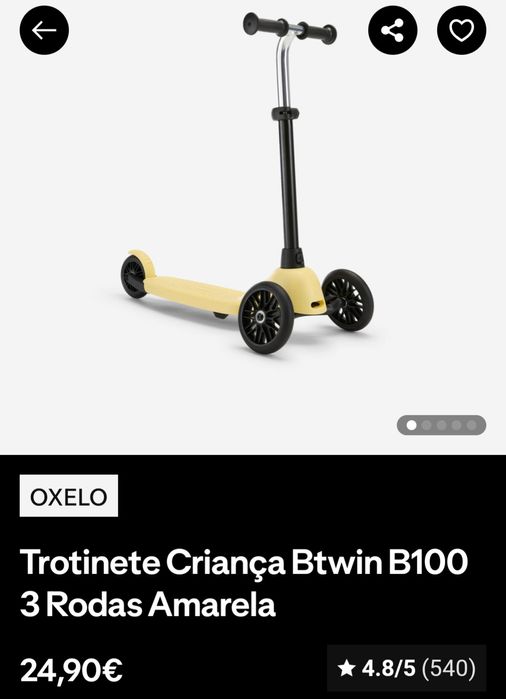Trotinete criança Btwin B100 3 rodas
