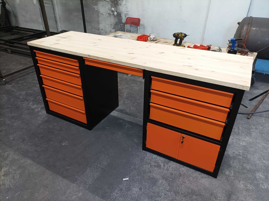 Stół warsztatowy spawany ciężki 300cm z 15 szufladami