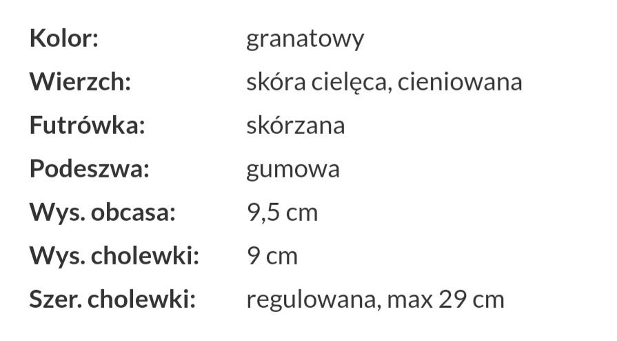 Botki skórzane VENEZIA 39 granatowe na koturnie