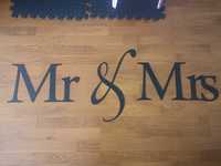 Napis Mr & Mrs metalowe