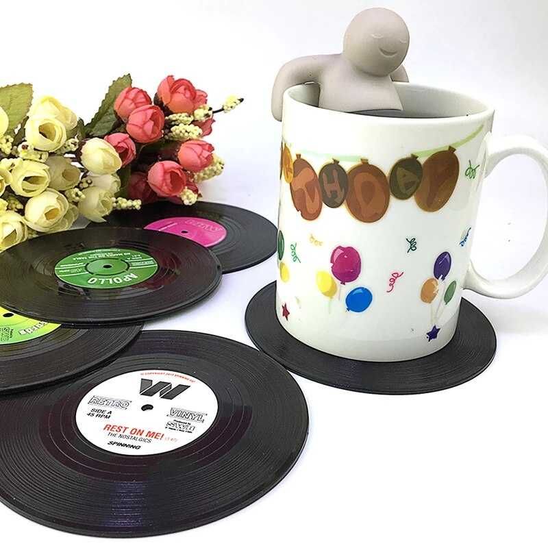 Bases para Copos Retro (Discos Vinil)