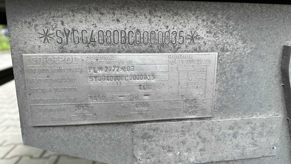 Przyczepa Ciężarowa GNIOTPOL G4080 zaczep fi40 ALUMINIOWA PODŁOGA