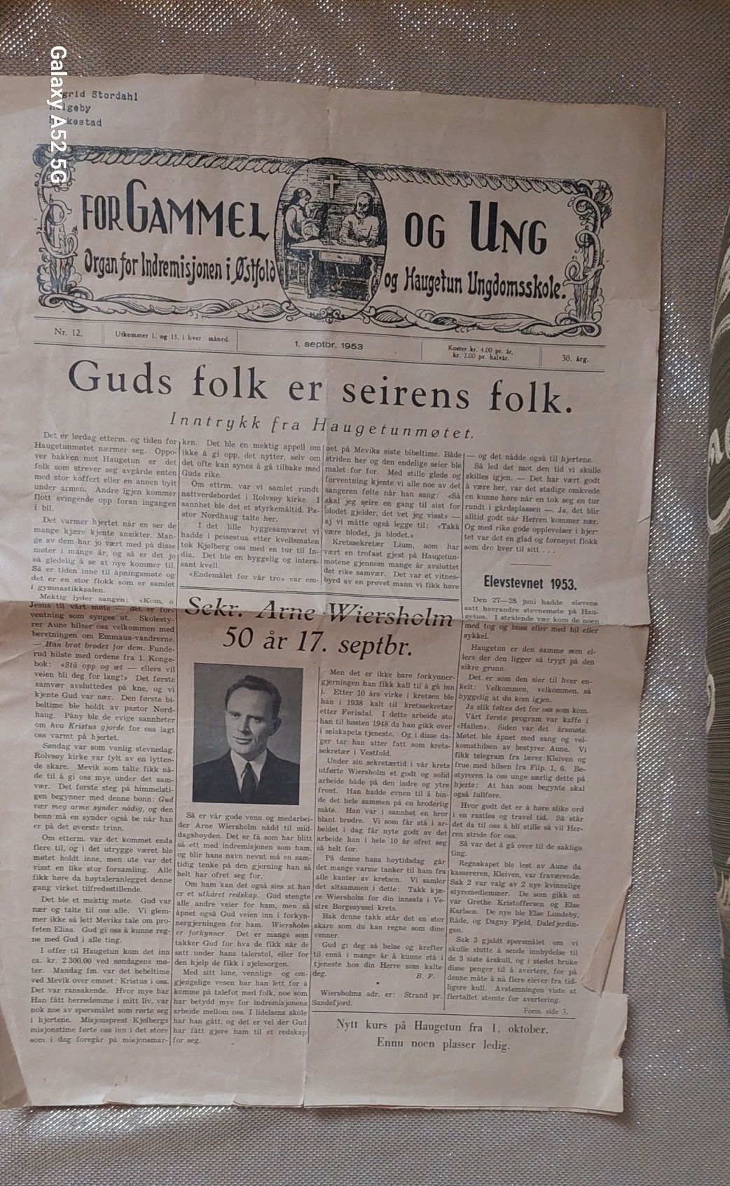 Gazeta Norweska 1953
