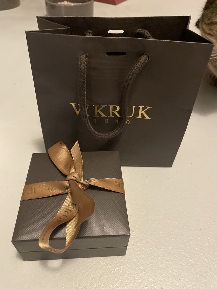 Bransoletka srebrna kruk pudełko i torebeczka