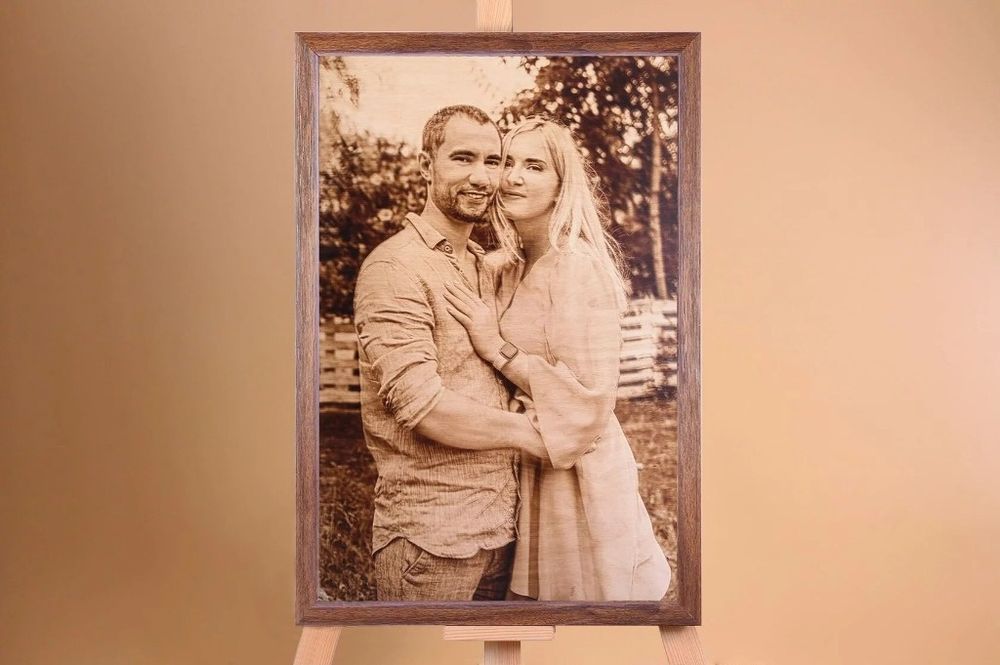 Wypalanie Twojego zdjęcia na drewnie A3 + ramka Prezent