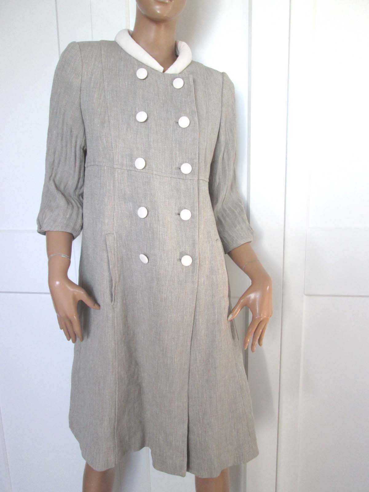 Paul Costelloe lniany wiosenny letni płaszcz vintage 100% len 10 M 38