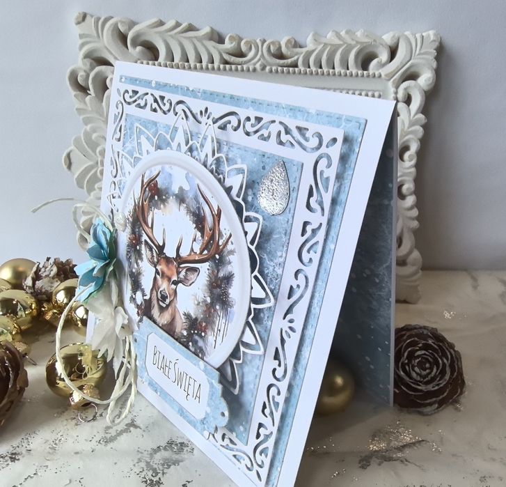 Ręcznie robiona kartka bożonarodzeniowa  w pudełku