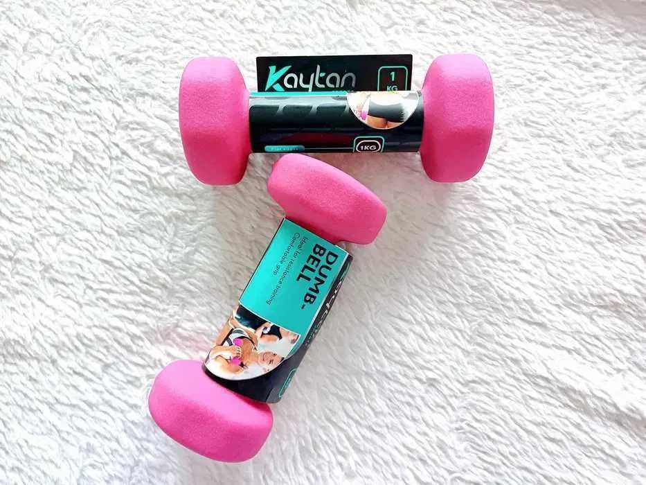 hantle hantelki ciężarki zestaw 2* 1 kg różowe