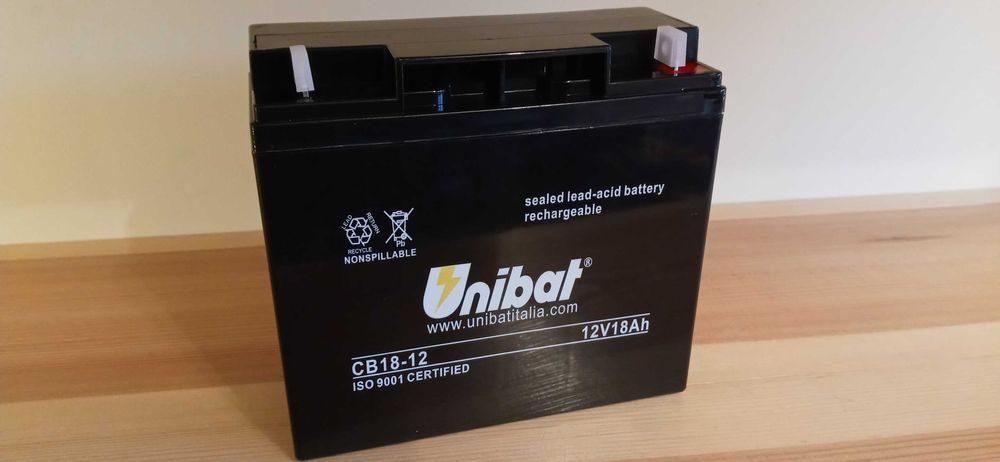 Akumulator Żelowy UNIBAT CB 18Ah 12V Do UPS Zabawek Łodzi Radia LED
