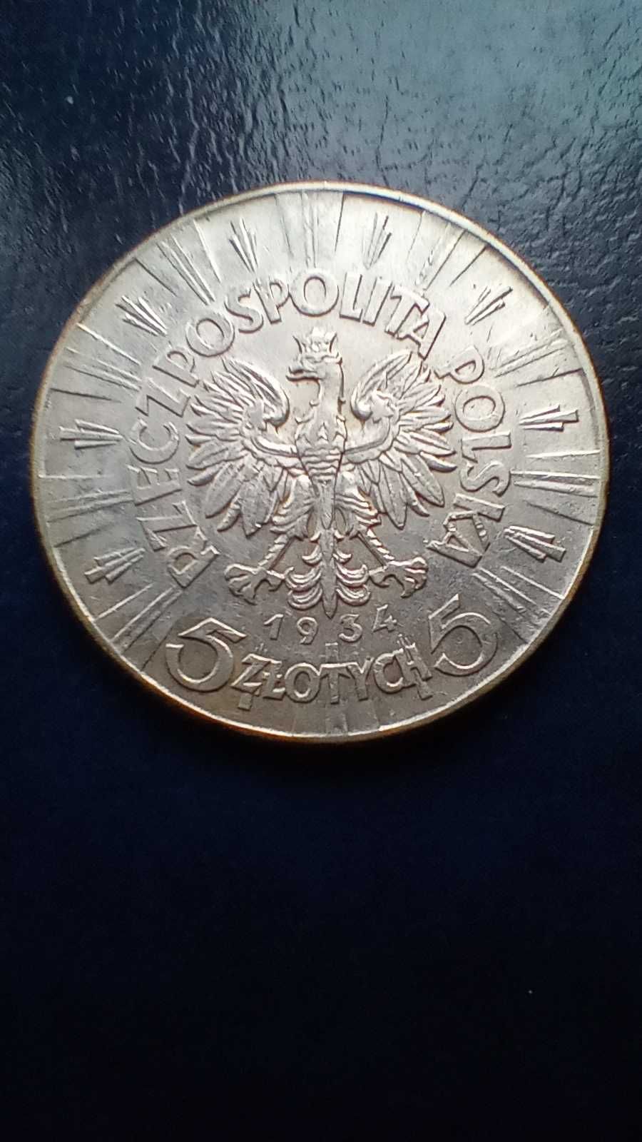Stare monety 5 złotych 1934 Piłsudski 2RP srebro