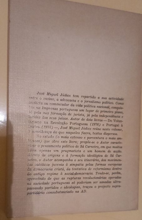 Livro " O pensamento político de Sá Carneiro e outros estudos" Verbo.