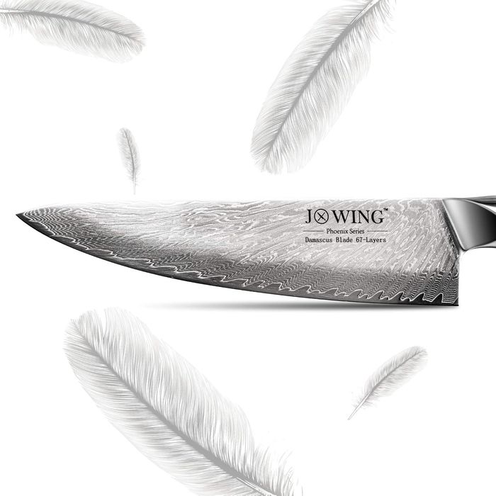 Ніж шефа,кованний, мозаїчний дамаск.