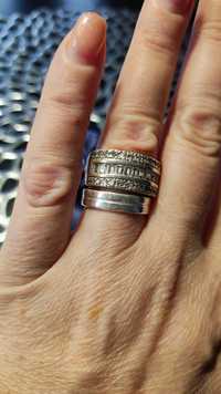 Okazały pierścionek z cyrkoniami i obrączka srebro 925