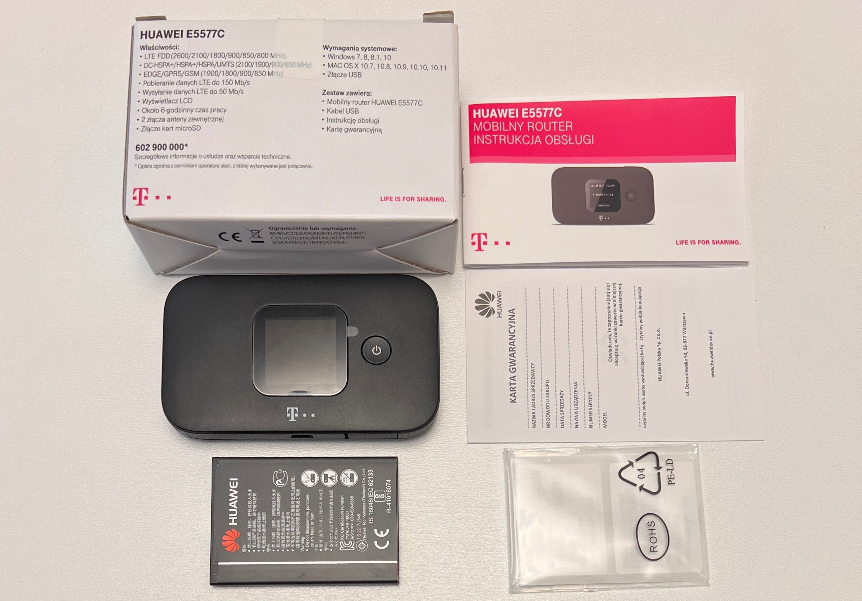 Mobilny router modem WiFi 2.4GHz 5G Hz LTE Huawei E5577Cs-321 micro SD