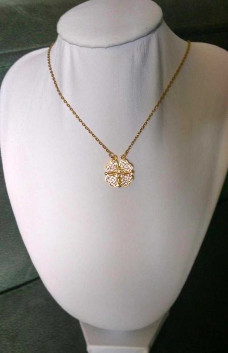 Colar 2 em 1 Coração ou Trevo 4 Folhas NOVO