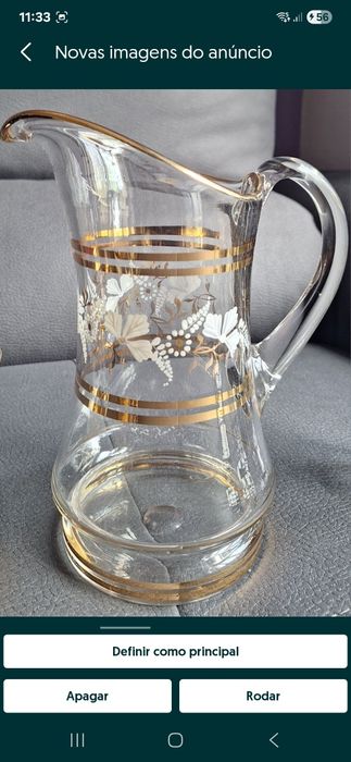 Jarra e 6 copos de vidro vintage