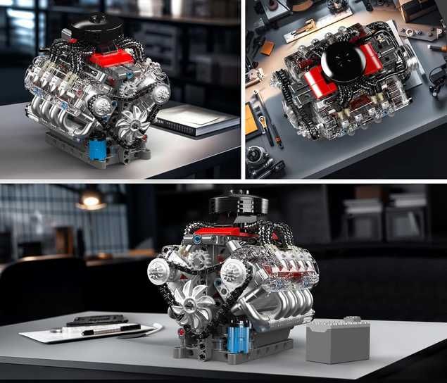 Klocki konstrukcyjne MOULD KING 10171 Silnik V8 ENGINE 487 elementów