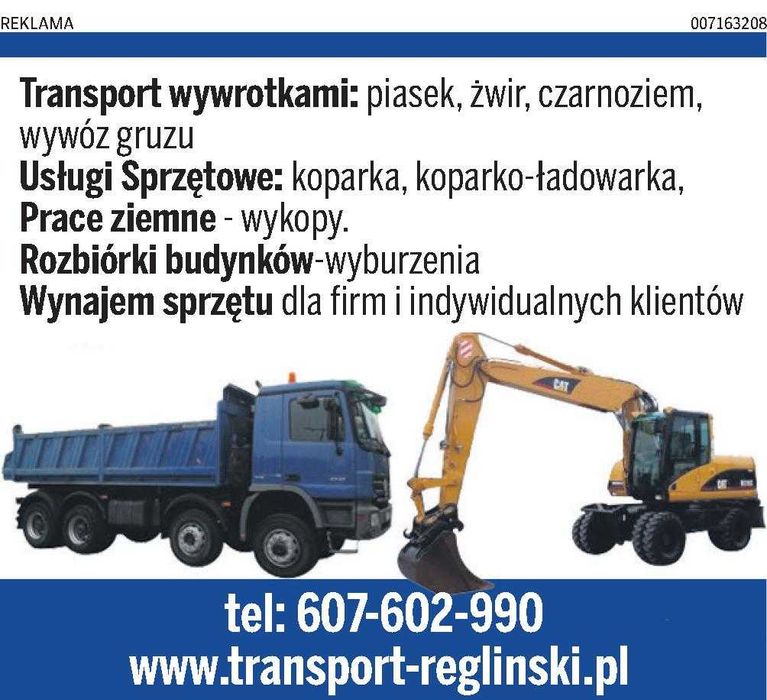 Wywrotka,Koparka,Prace ziemne,Rozbiórki,Wywóz gruzu,Piasek,Czarnoziem
