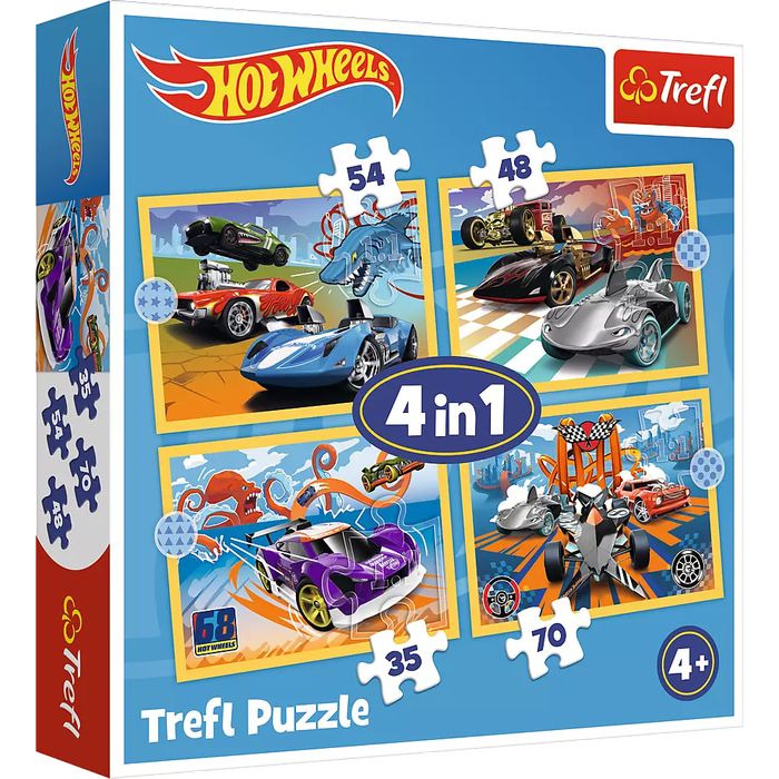 Puzzle 4w1 - Pojazdy Hot Wheels 34627. Trefl