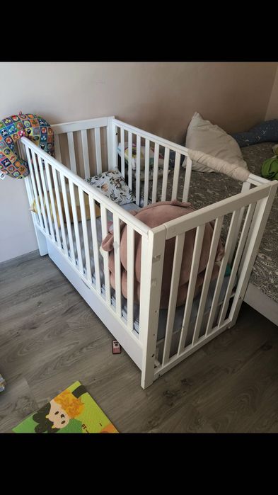 Ліжко дитяче Veres біле маятниковий механізм з висувною шухлядою