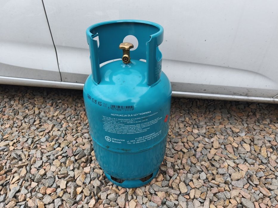 Butla gazowa 11kg z PRAWIE POŁOWĄ gazu propan-butan, stan JAK NOWA!