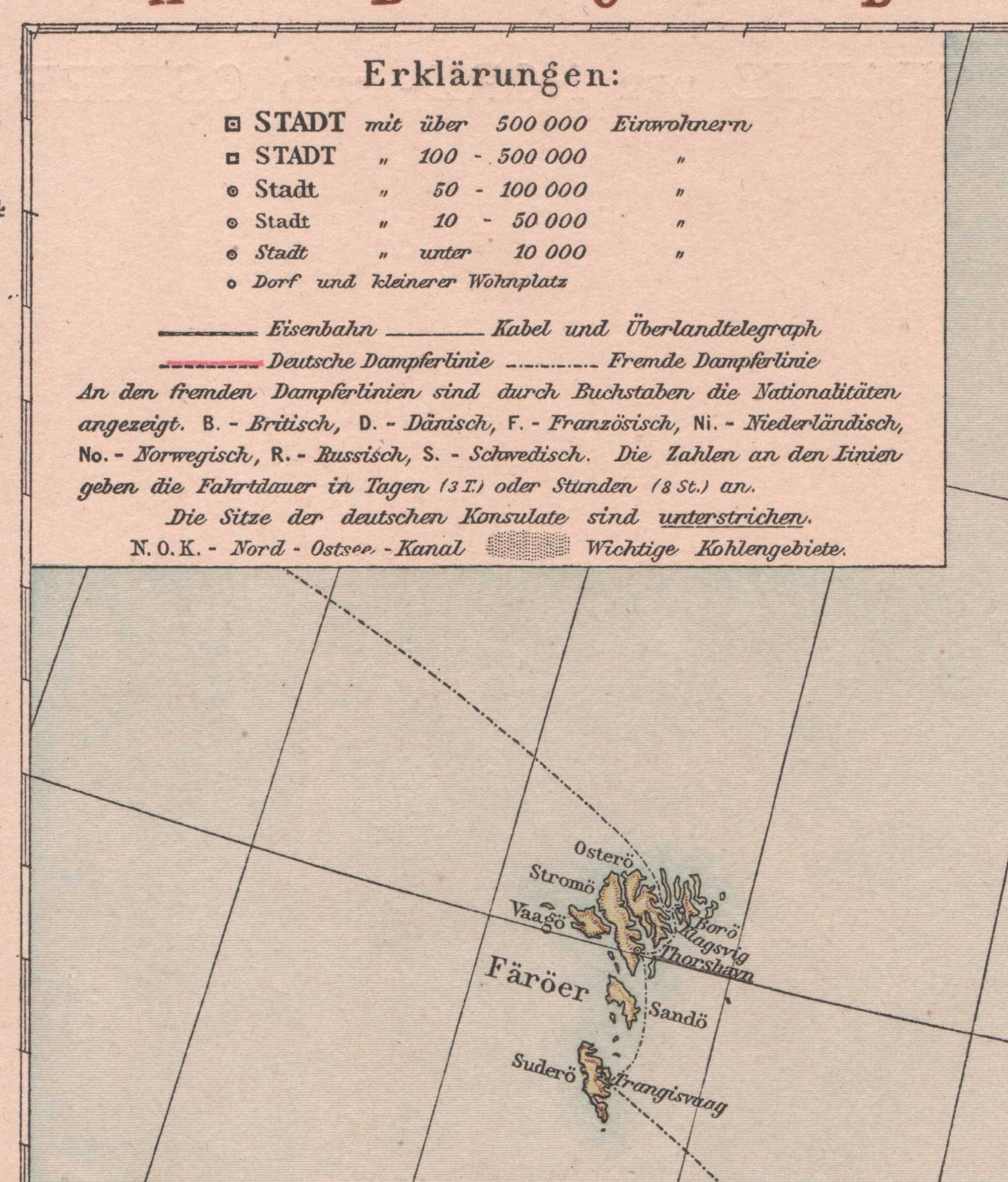 Bałtyk M. Północne Trasy parowców 1893 r. Autentyk