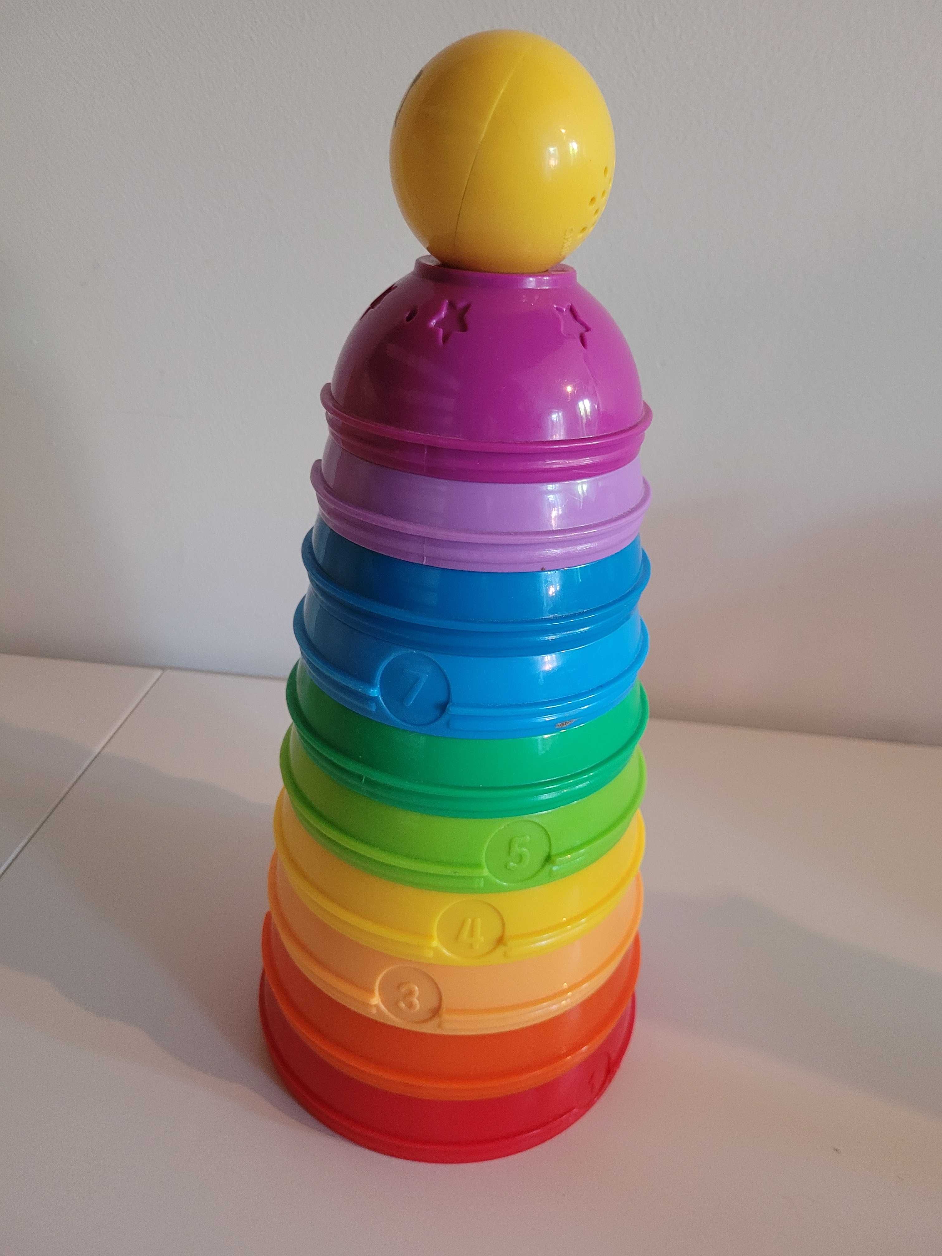 Fisher Price Wieża piramidka plastikowa okrągłe kubeczki liczenie