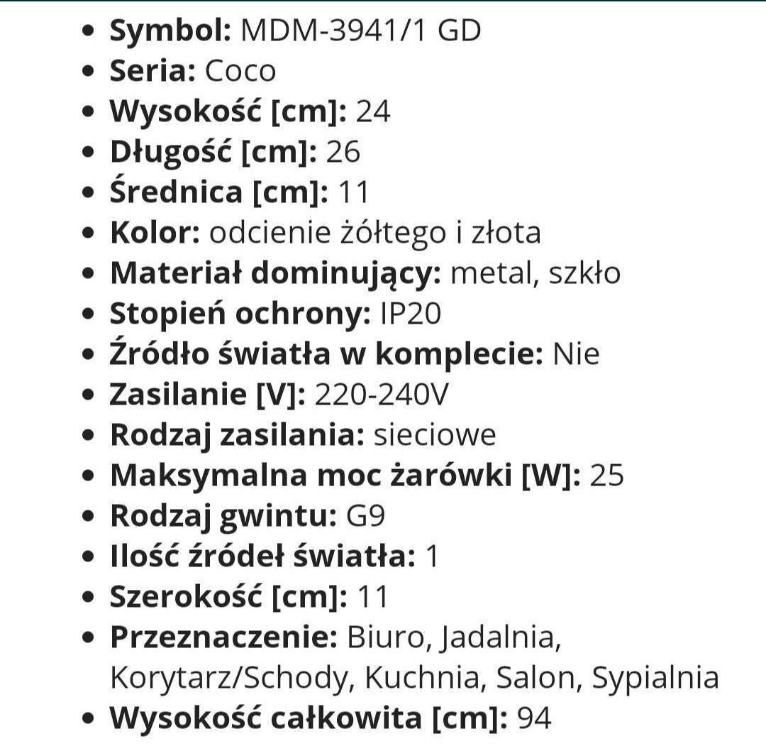 Lampa COCO złota