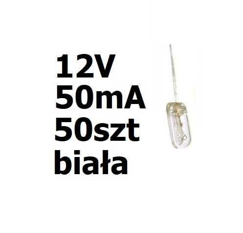 Żarówka miniaturowa biała 3x7mm 12V 50mA 50szt