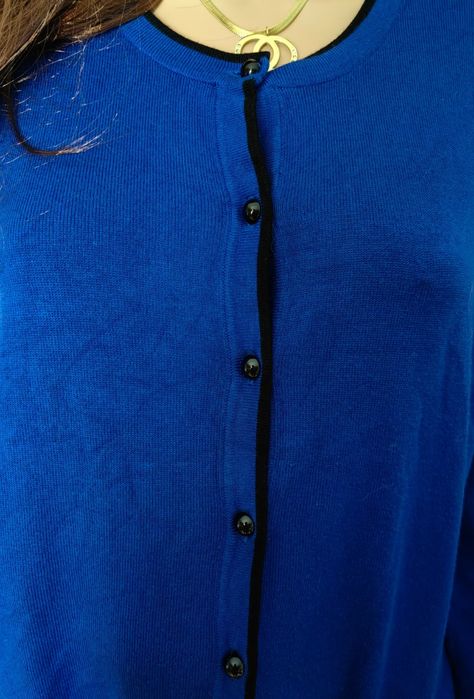 Kardigan sweter zapinany na guziki niebieski chabrowy XL 42 z wiskozy