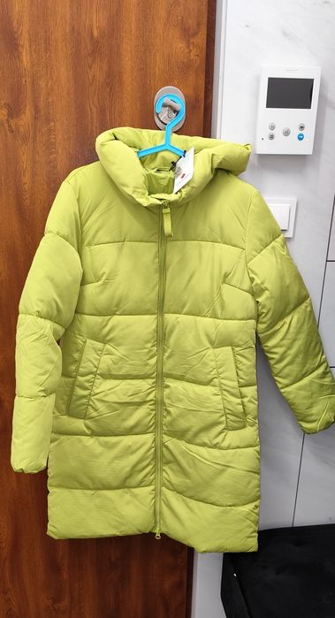 Płaszczyk limonkowy Volcano, kurtka zimowa modna S z metką
