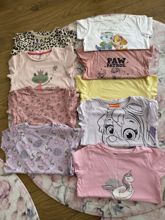 9 szt koszulek t-shirt dla dziewczynki 122 paczka