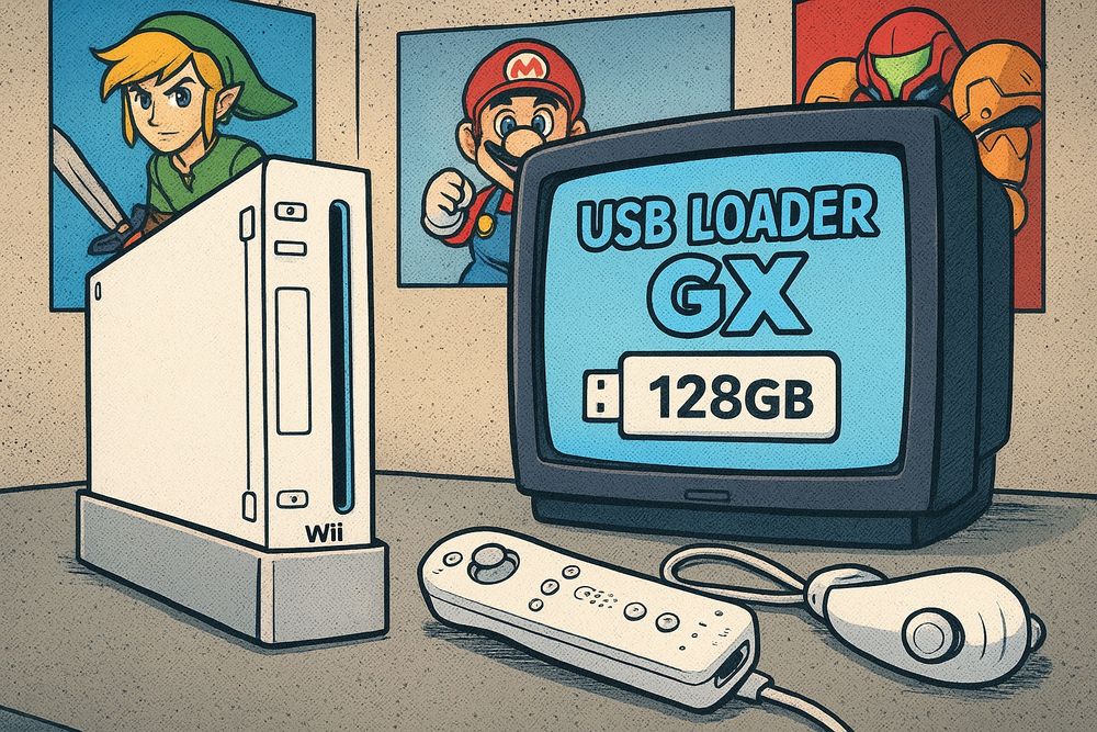 Przerobiona Nintendo Wii BOX 128GB USB Loader GX zestaw