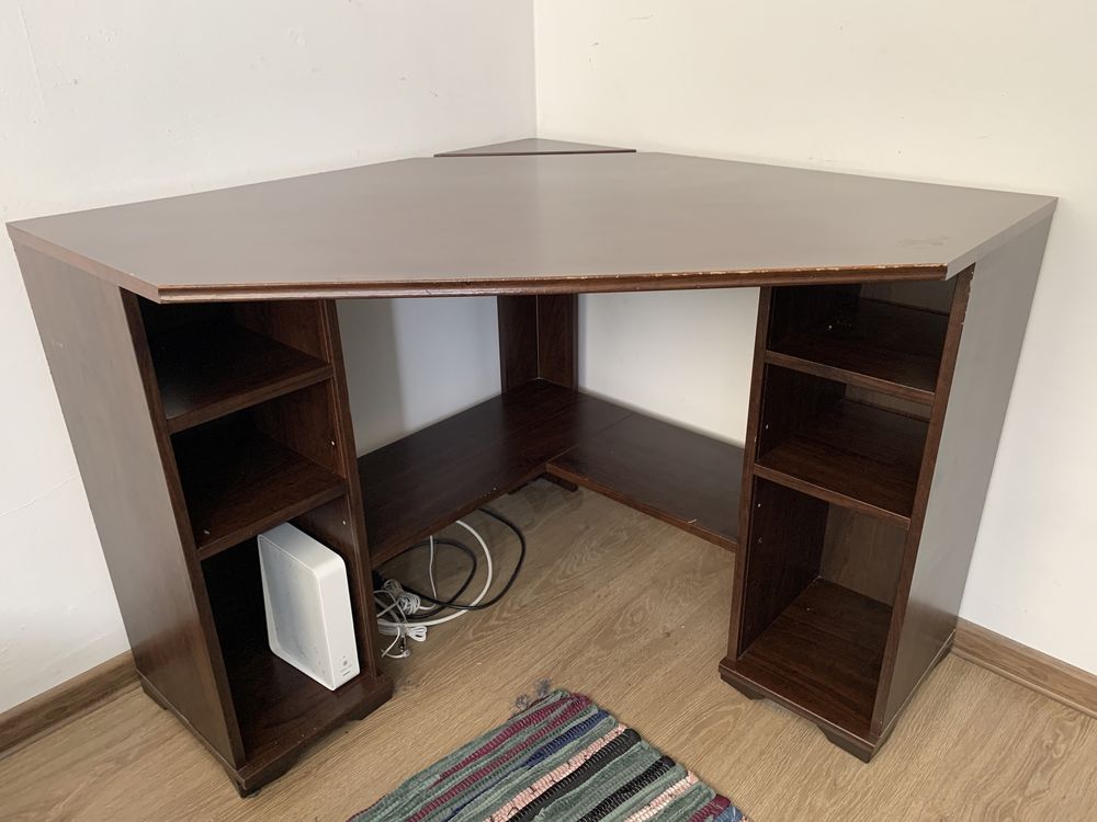 Biurko narożne Ikea Borgsjo drewniane 93 cm Forte Wenge