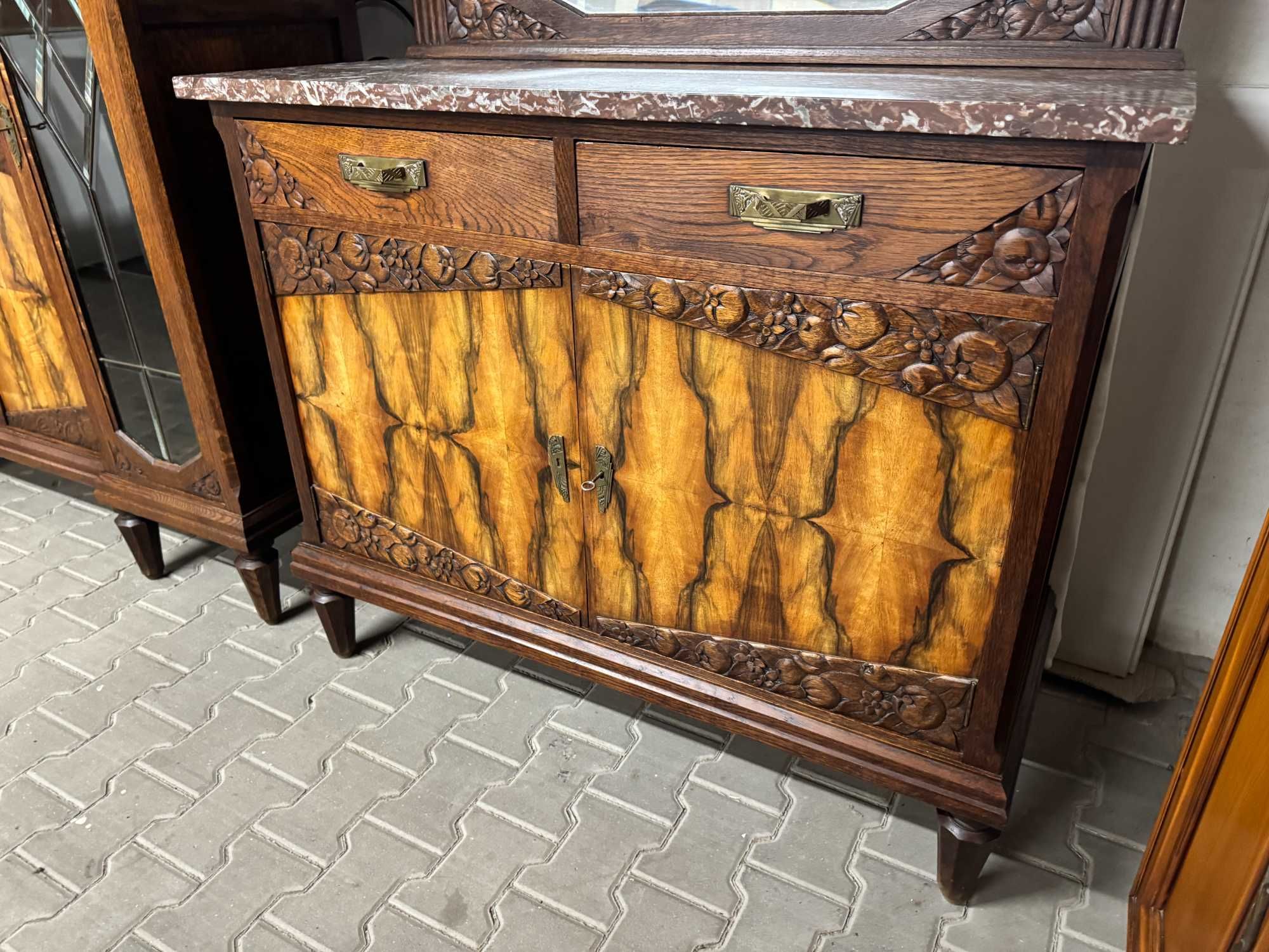Komoda drewniana szafka pomocnik drewniany orzech Art Deco