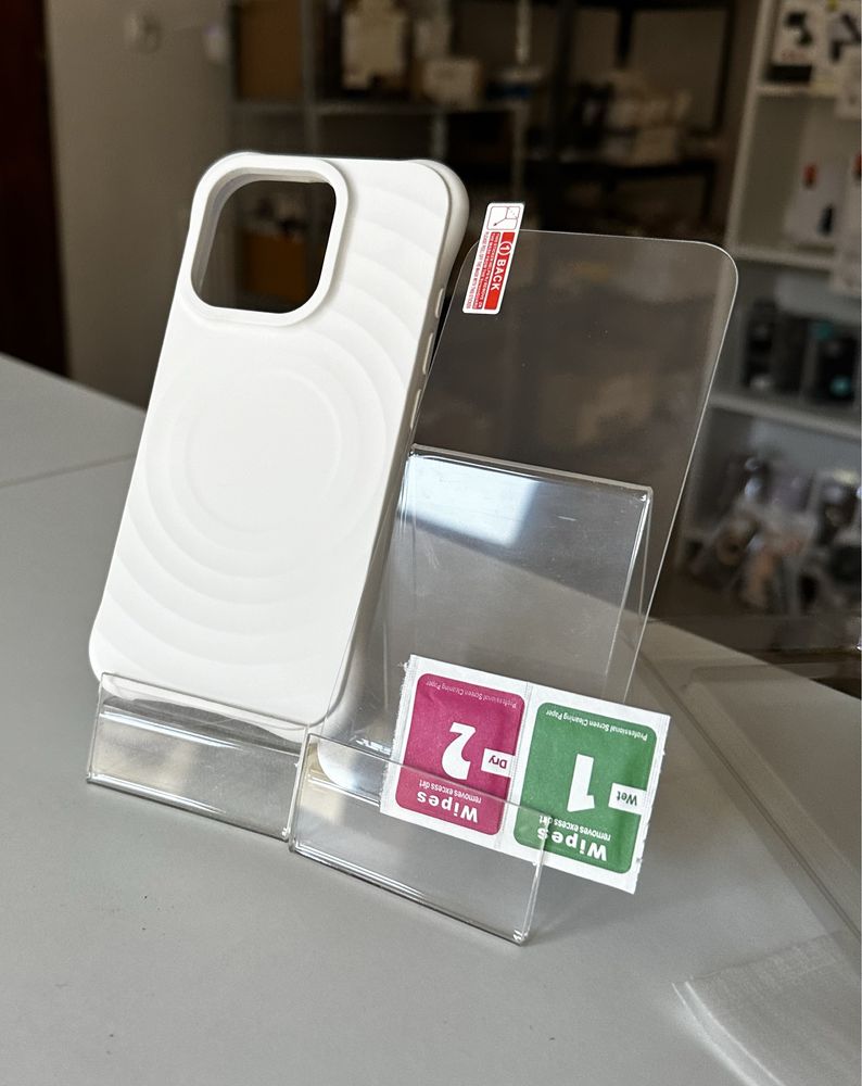 Szkło hartowane + etui białe MagSafe do IPHONE 16 PRO MAX